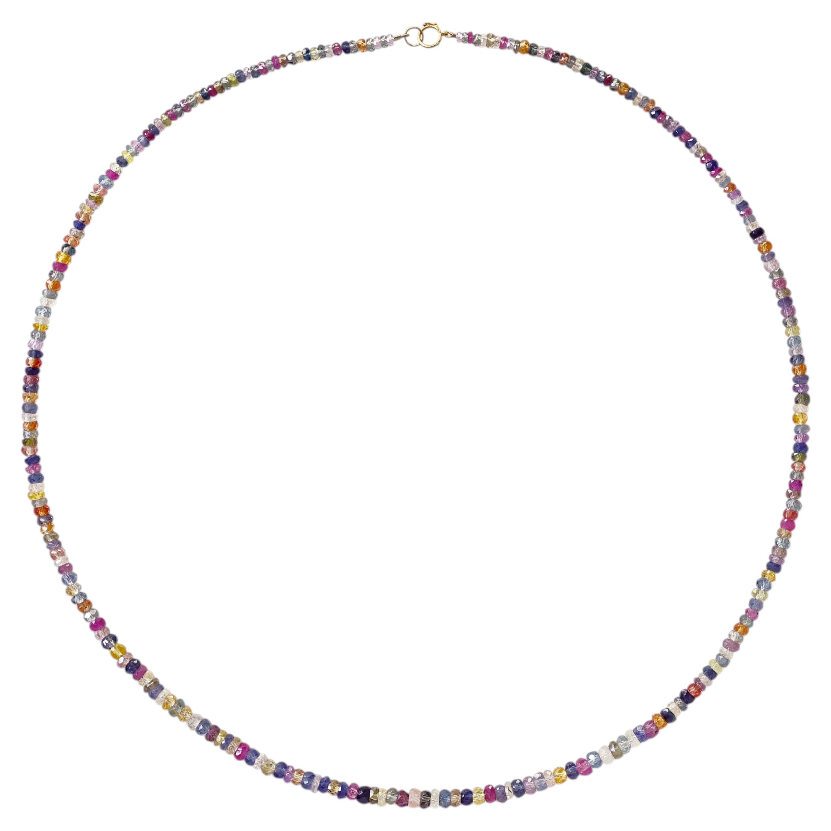 Rainbow Sapphire Necklace, Handcrafted Fine Jewelry For Sale