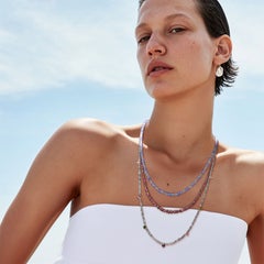 Collier « Station » en tanzanite et citrine, bijou haut de gamme fabriqué à la main
