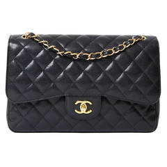 Chanel Black Caviar Jumbo Double Flap Bag