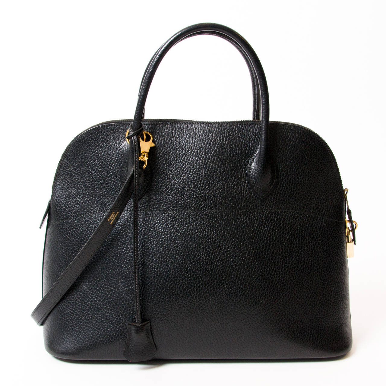 Hermes Bolide 35 Black Top Handle Shoulder Strap Bag GHW In Excellent Condition In Antwerp, BE