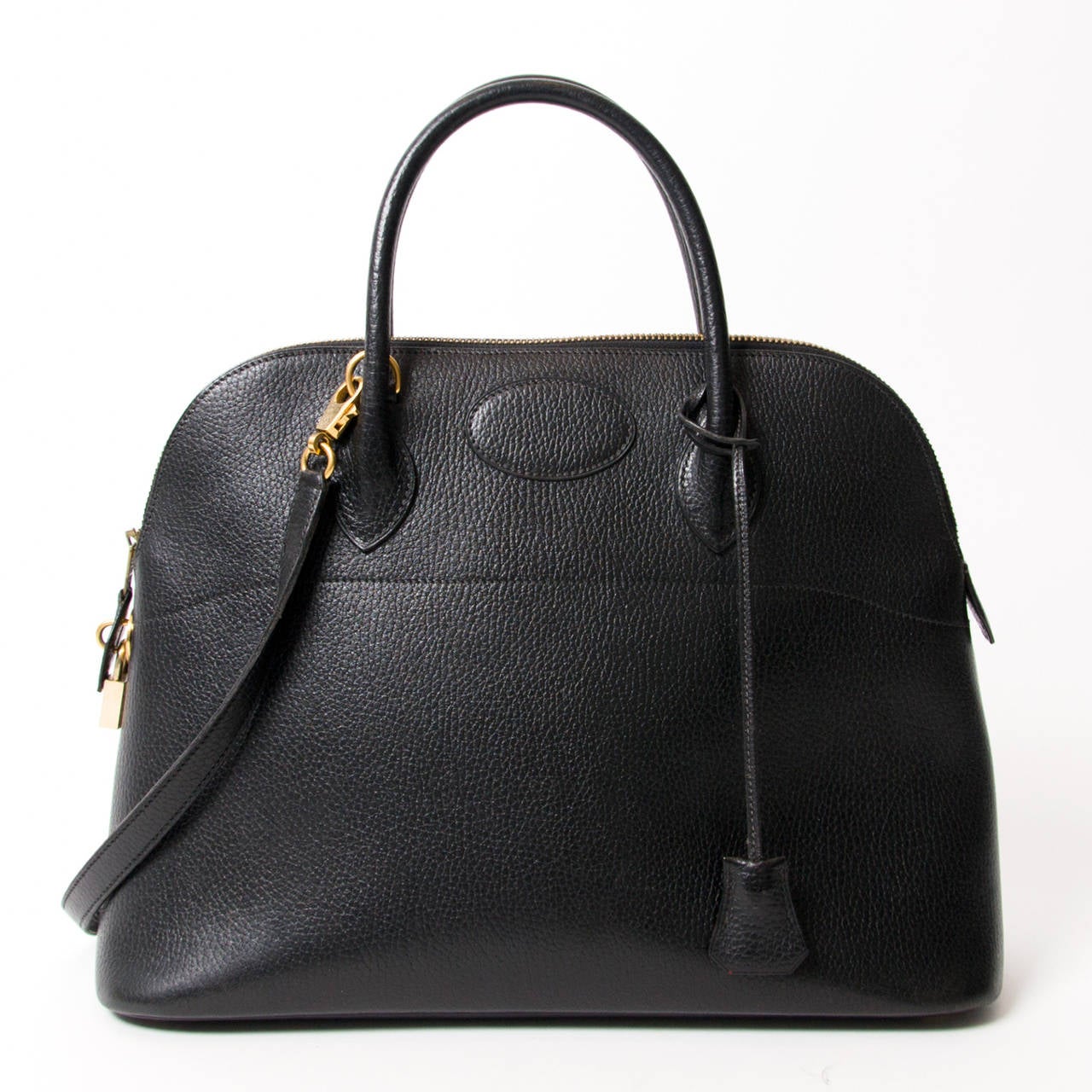 Hermes Bolide 35 Black Top Handle Shoulder Strap Bag GHW at 1stDibs