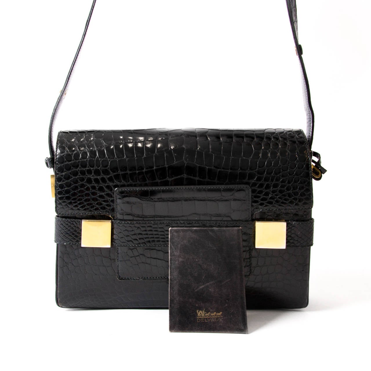 Delvaux Le Madame / Le Marronnier Black Croco Leather