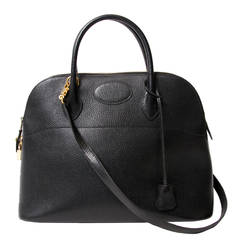 Hermes Bolide 35 Black Top Handle Shoulder Strap Bag GHW