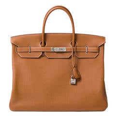 AS NEW HERMES Birkin 40 cm Gold Togo PHW