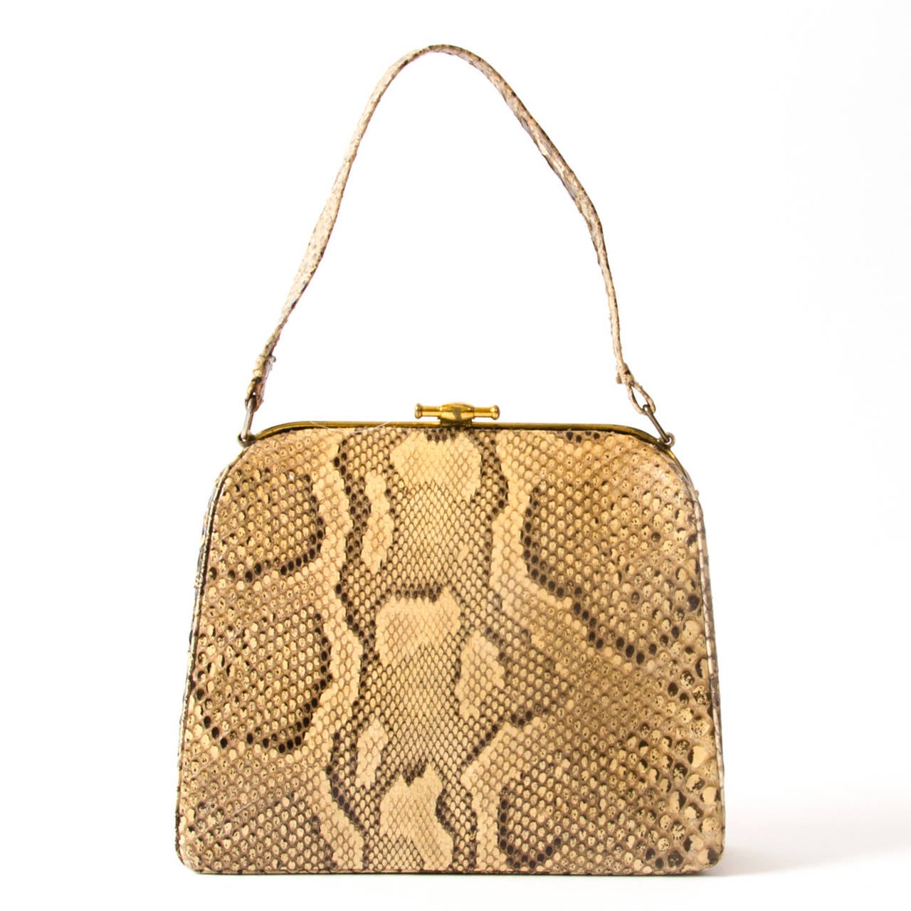 Brown Vintage Python Top Handle Bag