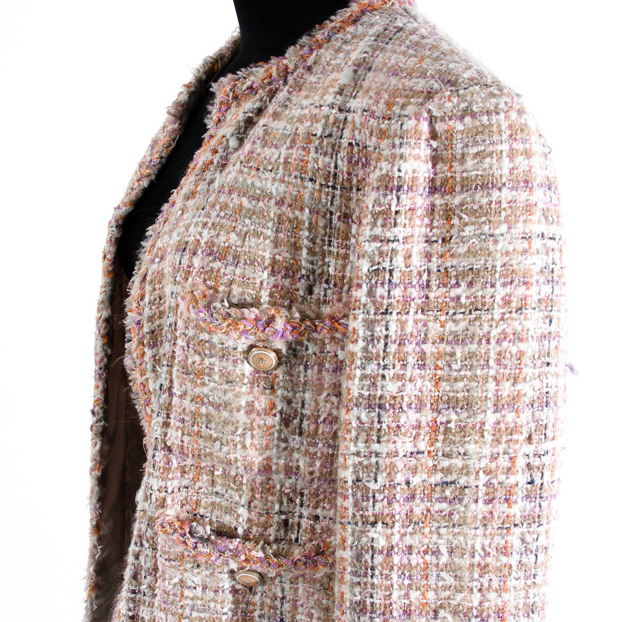 Chanel Pastel Tweed Jacket In Excellent Condition In Antwerp, BE