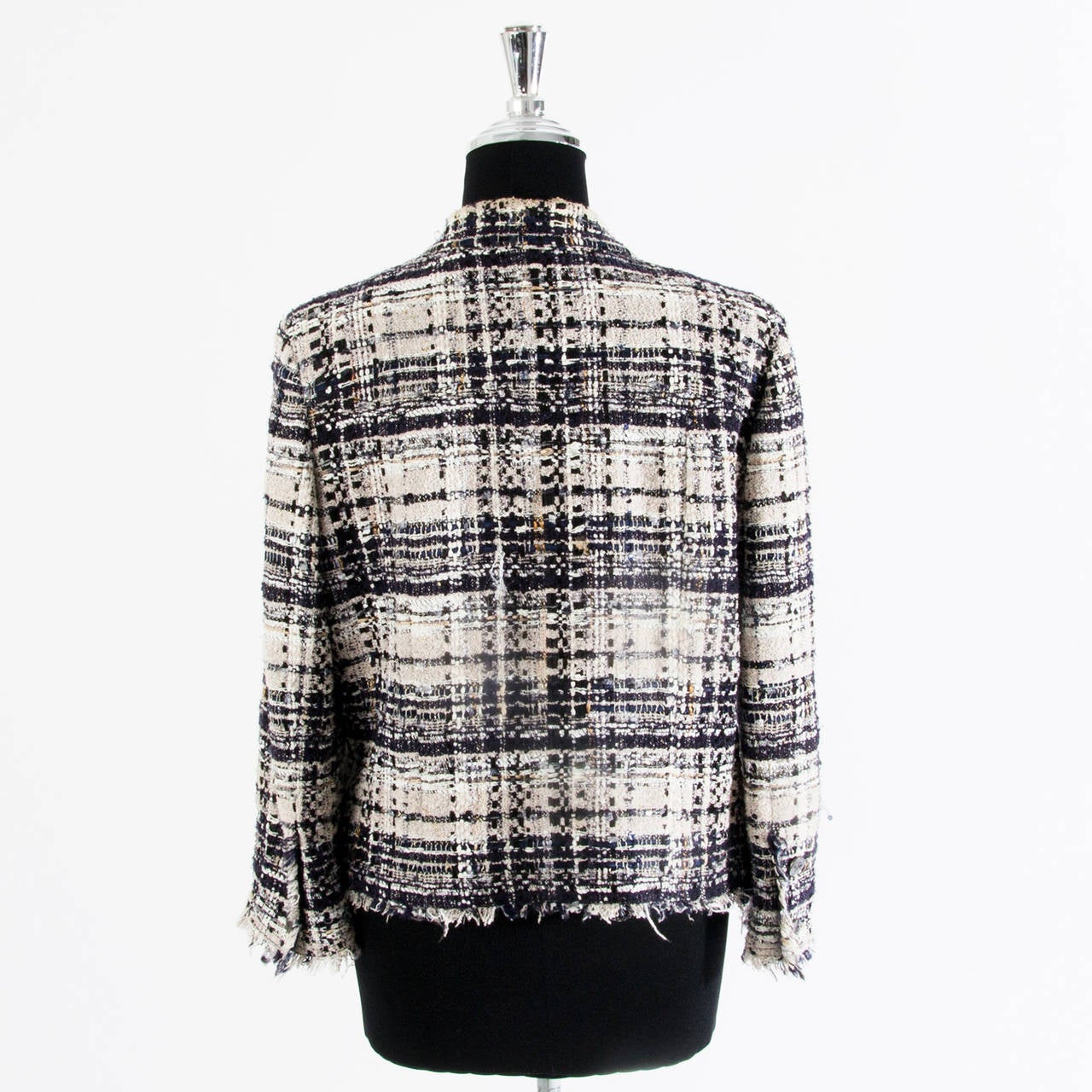 Chanel Black And White Checked Bouclé Jacket at 1stDibs