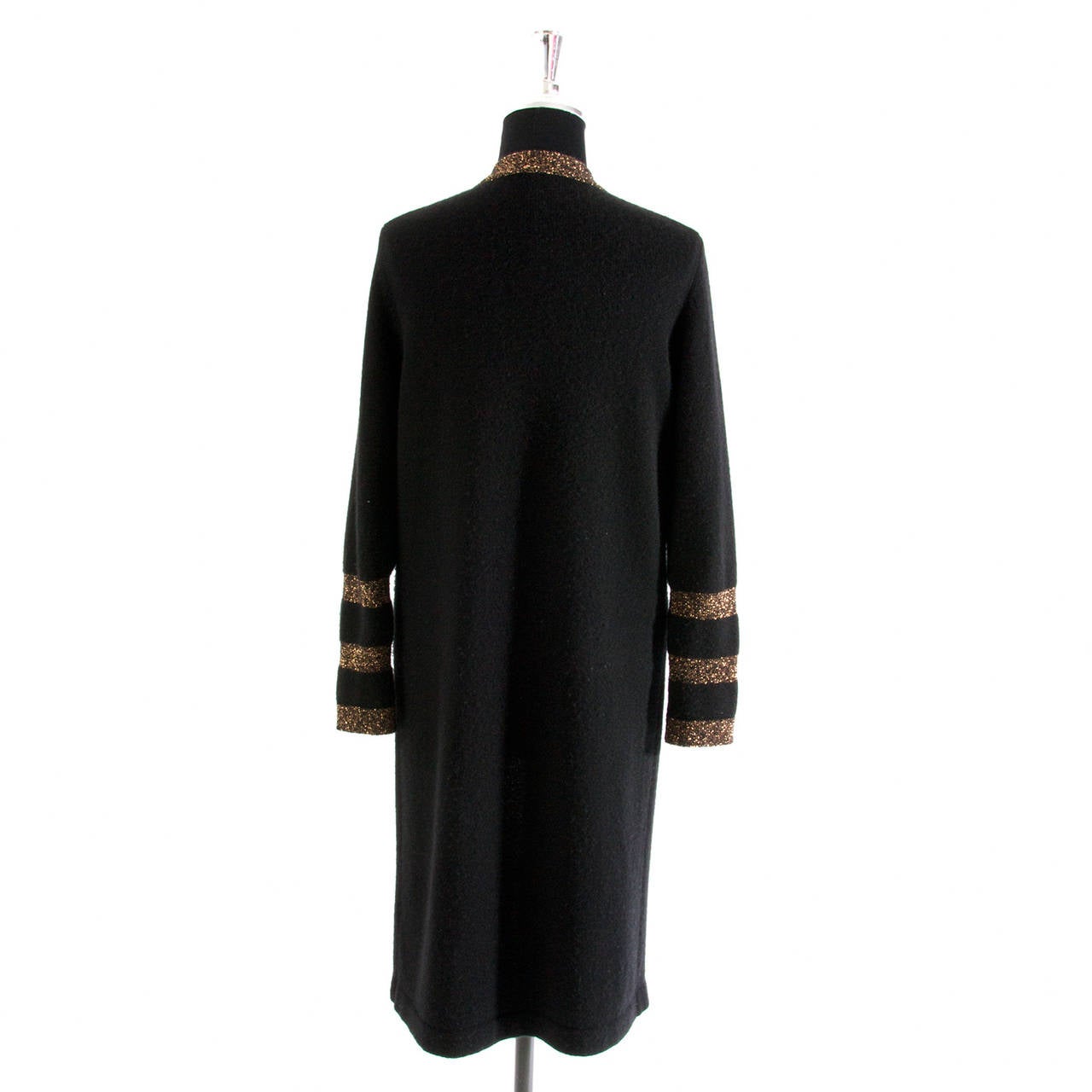 Chanel Black And Gold Cashmere Cardigan at 1stDibs