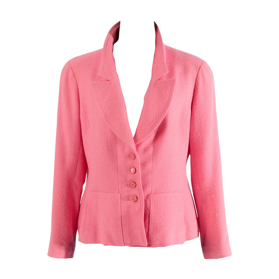 Chanel Pink Bouclé Blazer For Sale