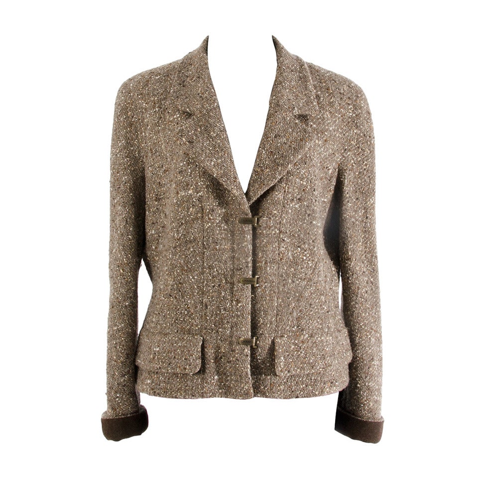 Chanel Tweed Brown Jacket For Sale