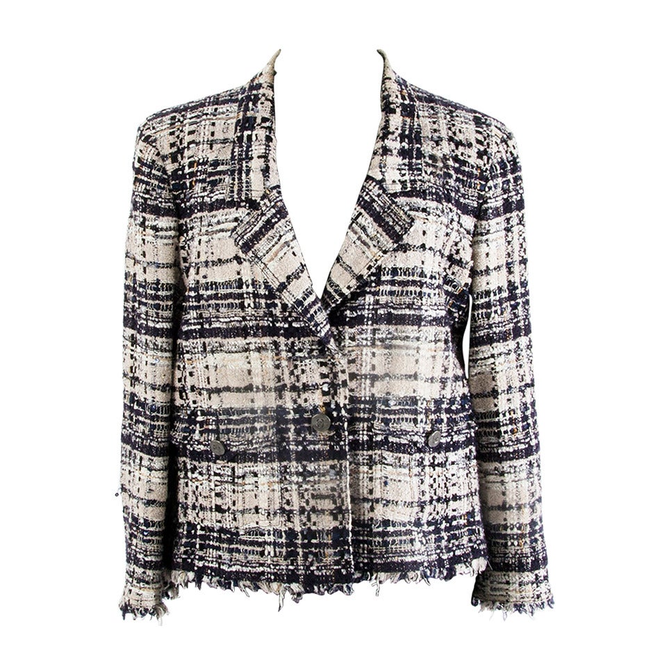 Chanel Black And White Checked Bouclé Jacket