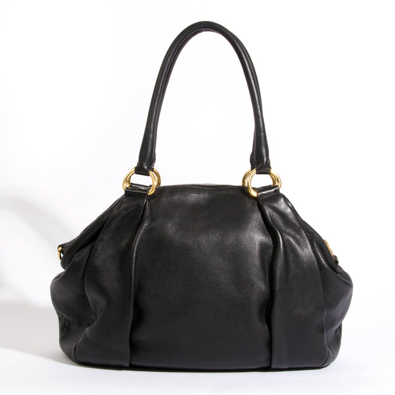 Prada Black Leather Top Handle Bag at 1stDibs