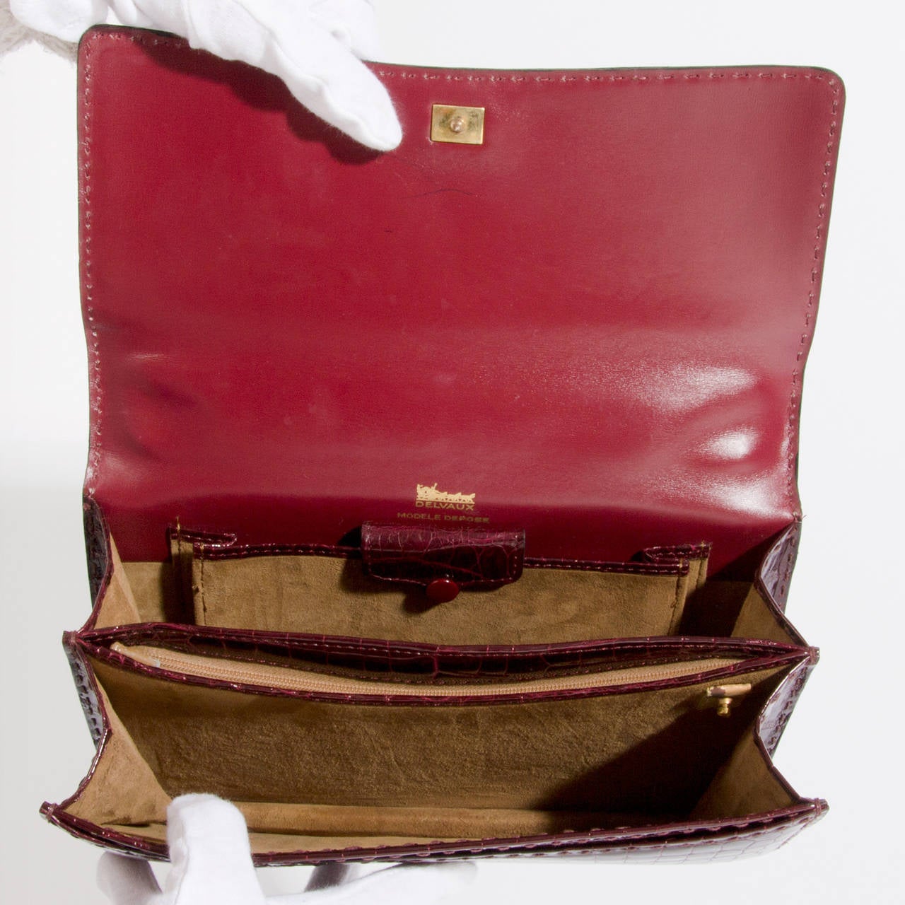 Rare Find: Delvaux Burgundy Croco Handbag 2