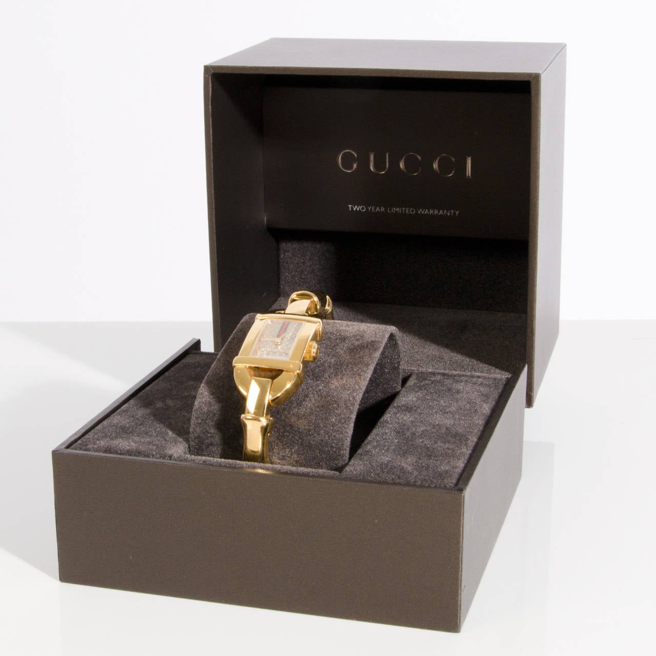 Gucci Bamboo Gold Tone Stainless Steel womens watch with battery Powered Quartz Movement Swiss Made,
Comes with box.