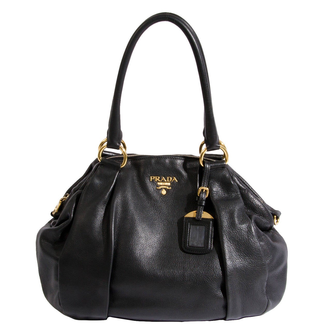 Prada Black Leather Top Handle Bag at 1stdibs