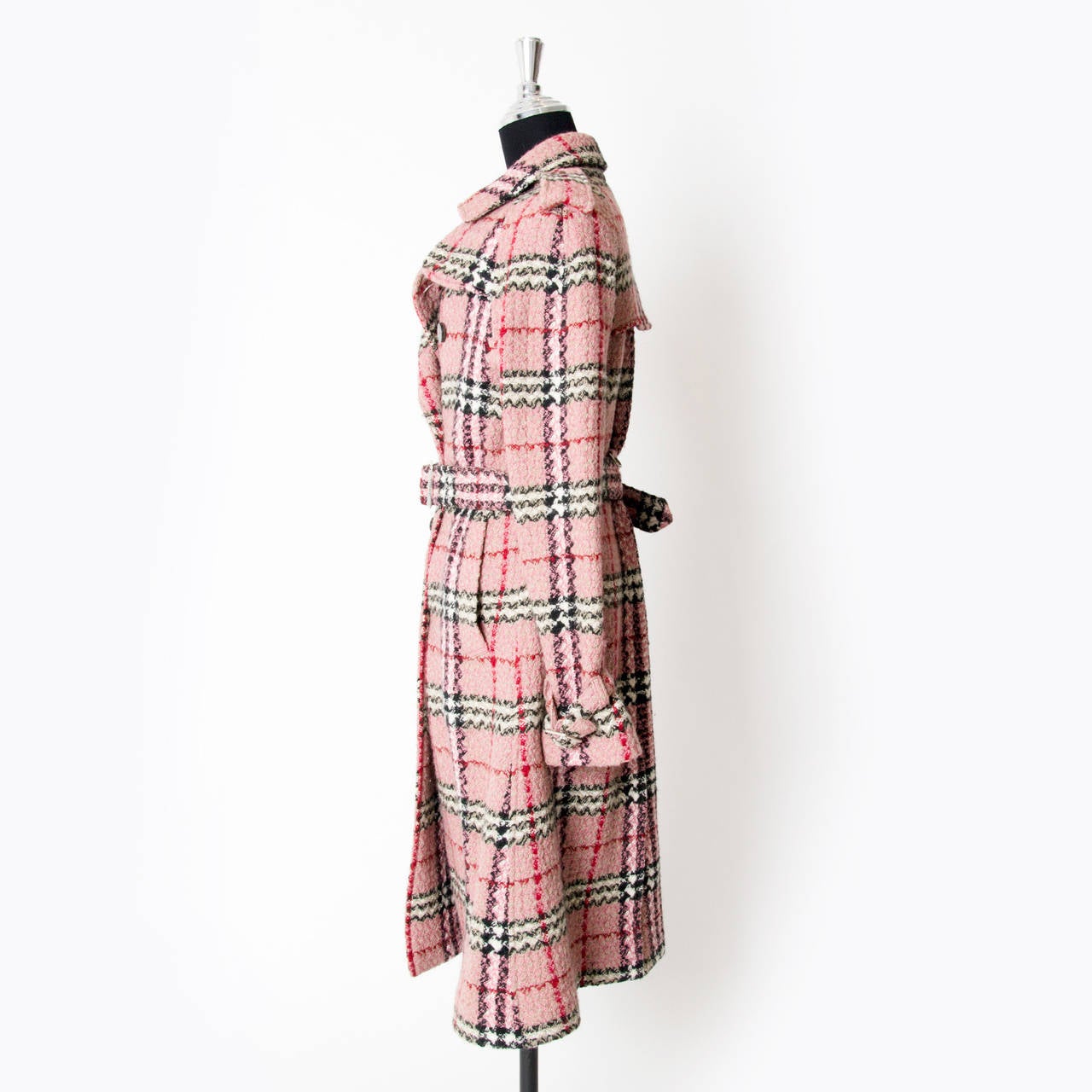 pink plaid trench coat