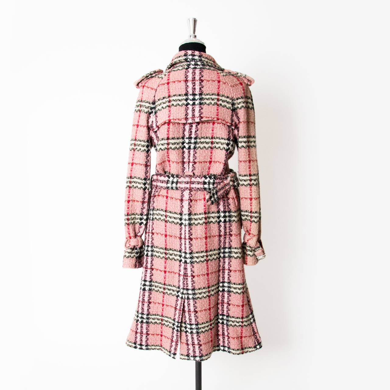 Burberry Pink Checkered Trench Coat at 1stDibs | pink plaid trench coat ...