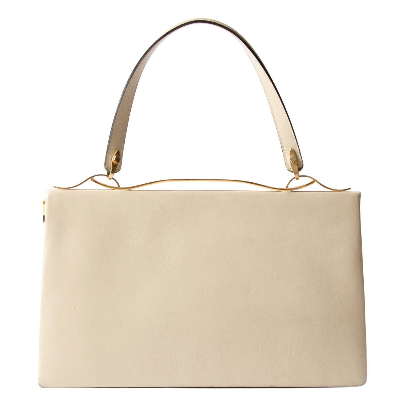 Delvaux Cream Top Handle Clutch at 1stDibs