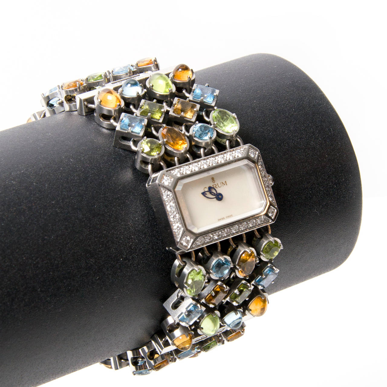 Contemporain Corum Limited Potpourri Color Gemstone Diamond Wristwatch