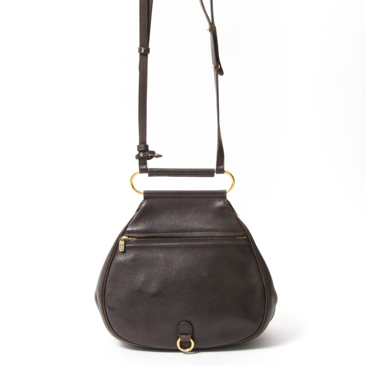 Delvaux Dark Brown 'Cerceau' Crossbody Bag In Excellent Condition In Antwerp, BE