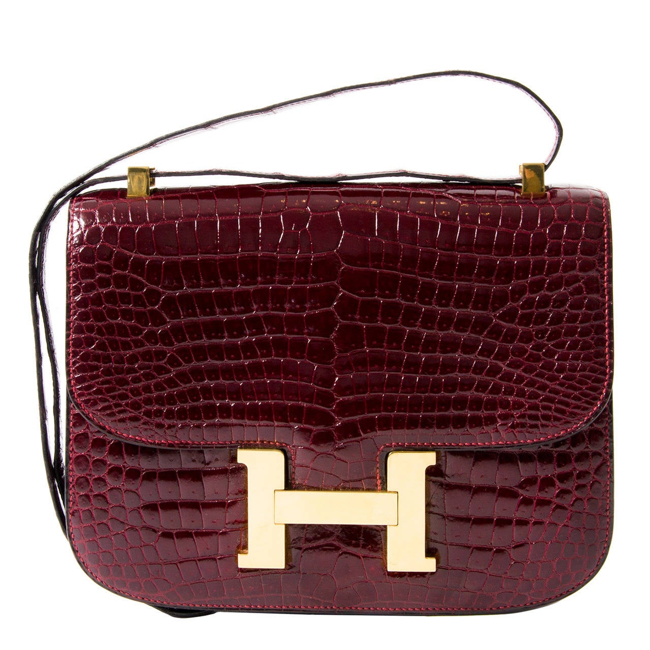 Hermes Croco Constance Rouge H For Sale at 1stdibs  