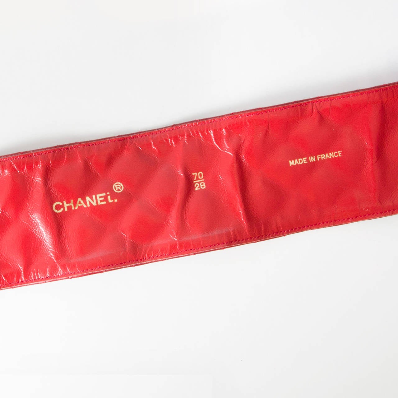 Orange Chanel Vintage Red Lambskin Belt