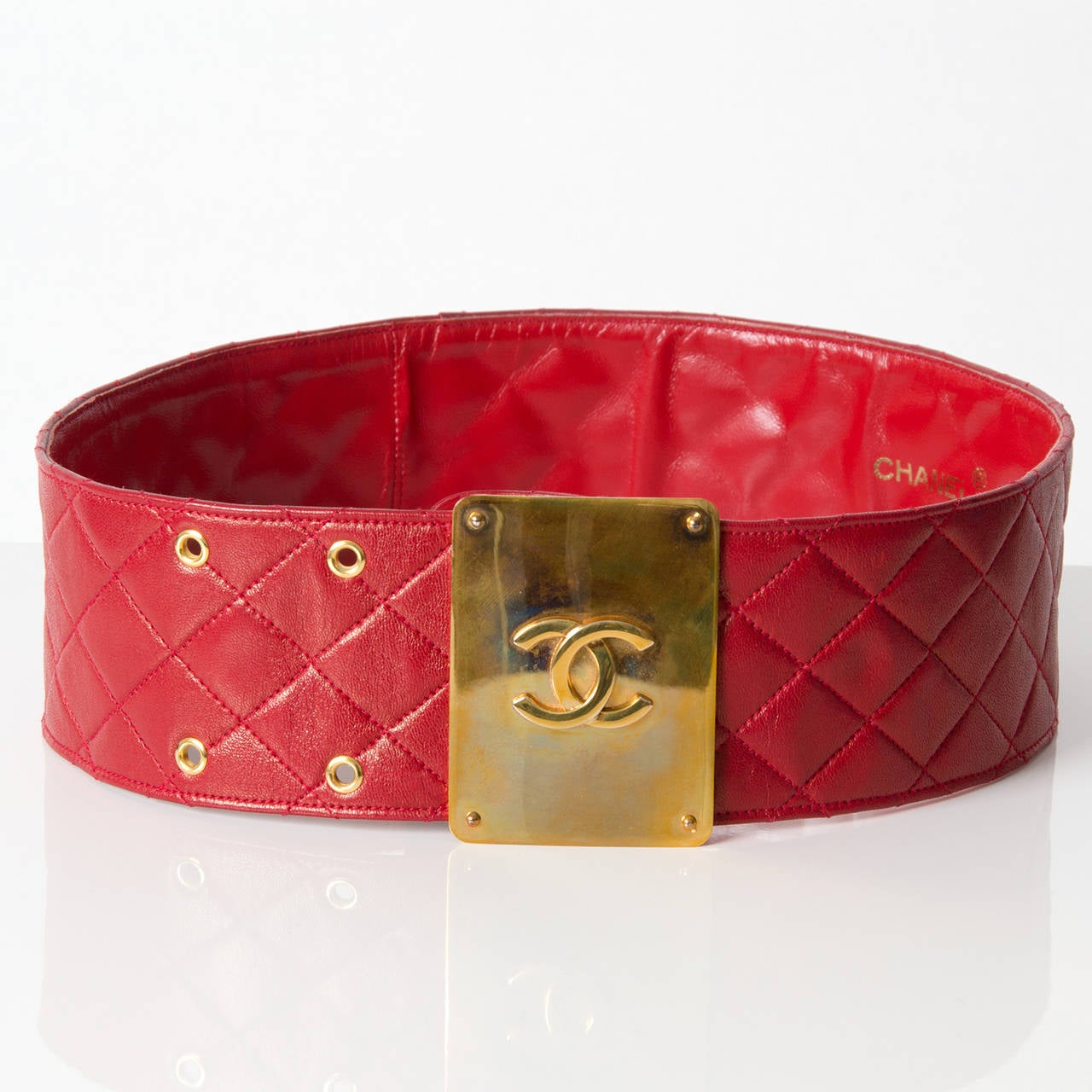 Women's Chanel Vintage Red Lambskin Belt