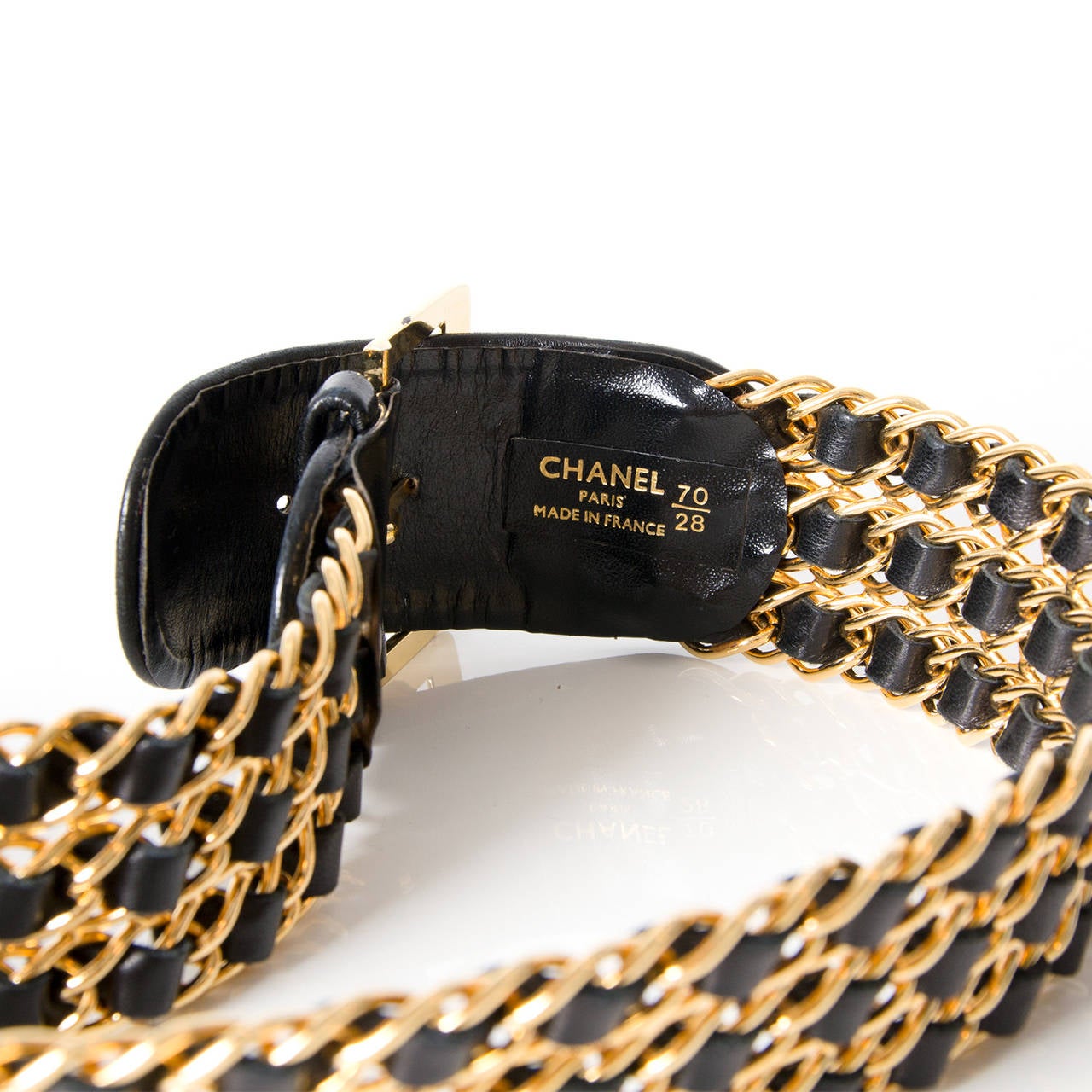 Black Chanel Lambskin Chain Belt