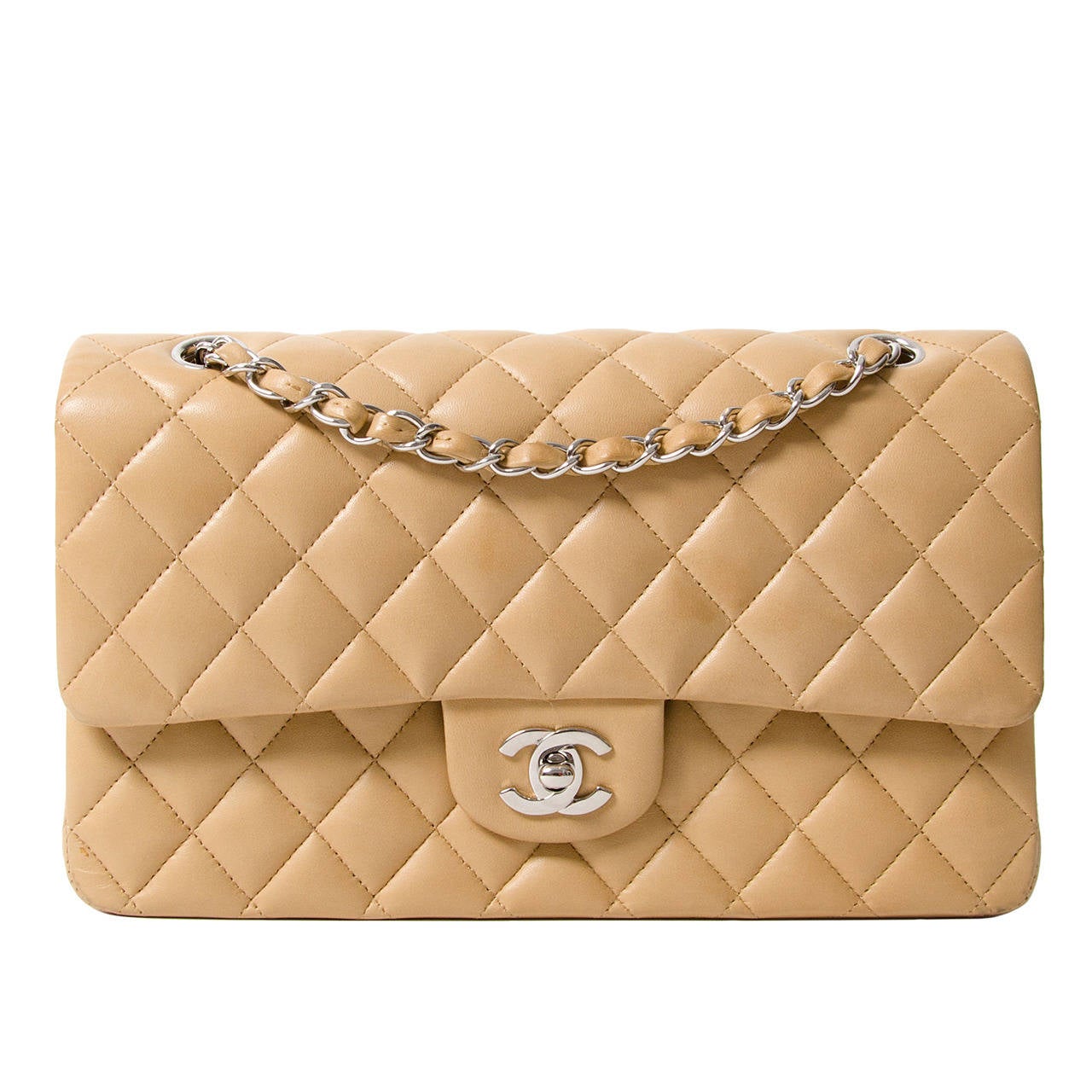 Chanel Medium Creme Double Flapbag at 1stDibs