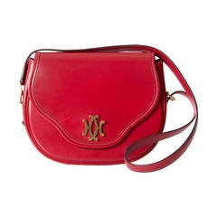 Hermes Vintage Rouge Vif Round Shoulder Bag