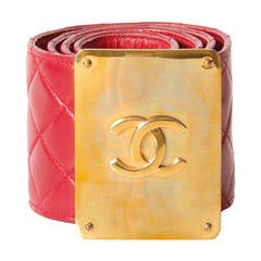 Chanel Vintage Red Lambskin Belt