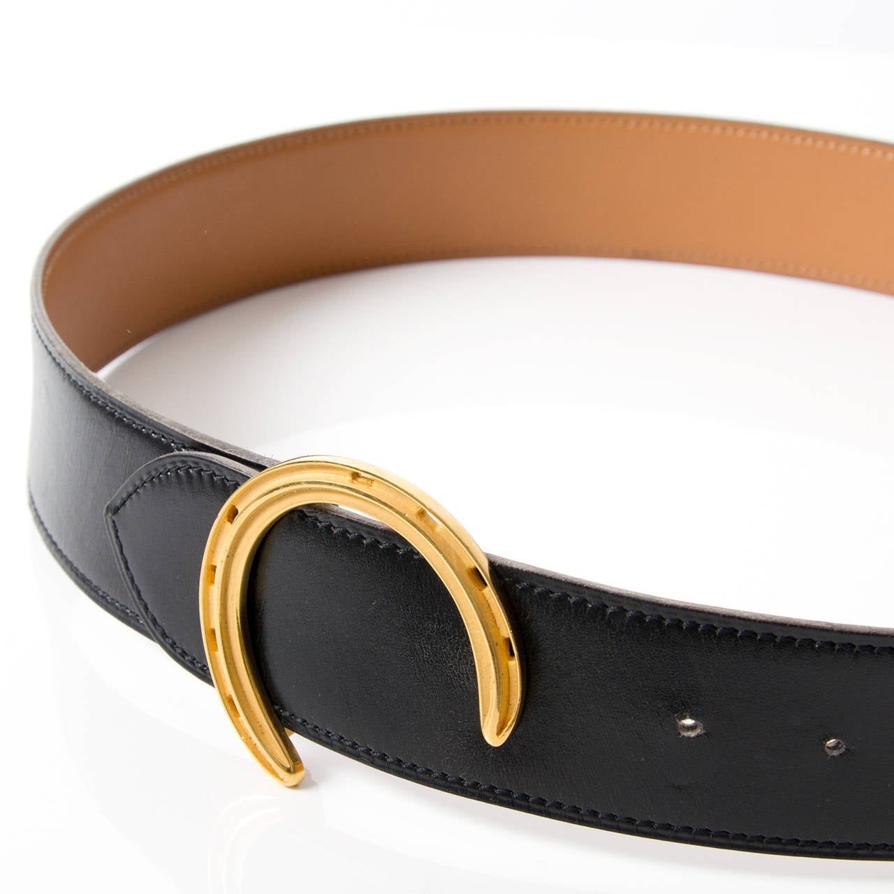 Hermès Black Horseshoe Belt at 1stdibs