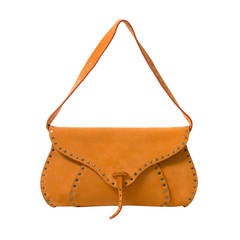 Celine Ochre Suede Studded Saddle Bag