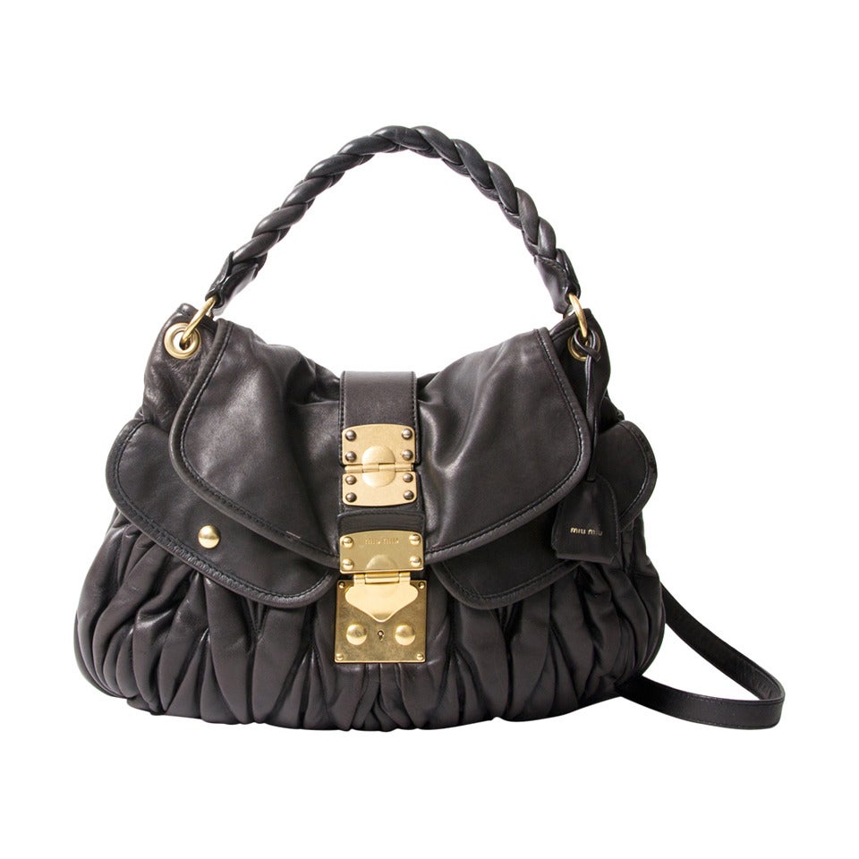 Miu Miu Black Coffer Matelasse Leather Bag