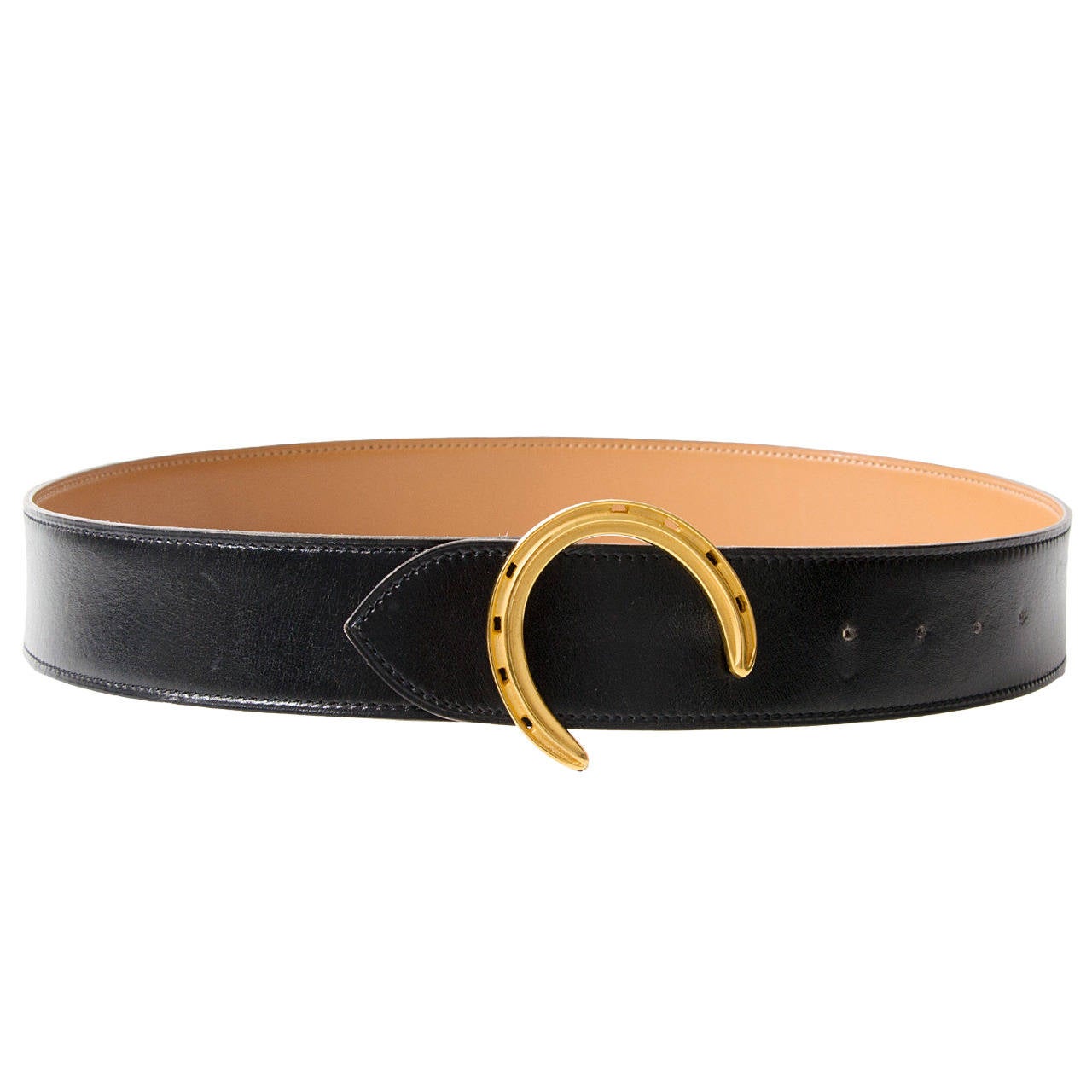 Hermès Black Horseshoe Belt at 1stdibs