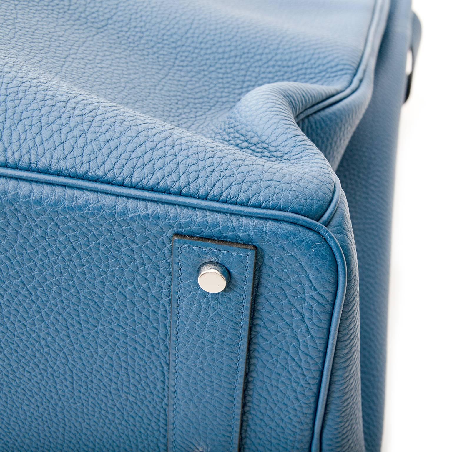 Brand*Neu Seltene Hermès Hac 50 Blau De Galice Togo 4