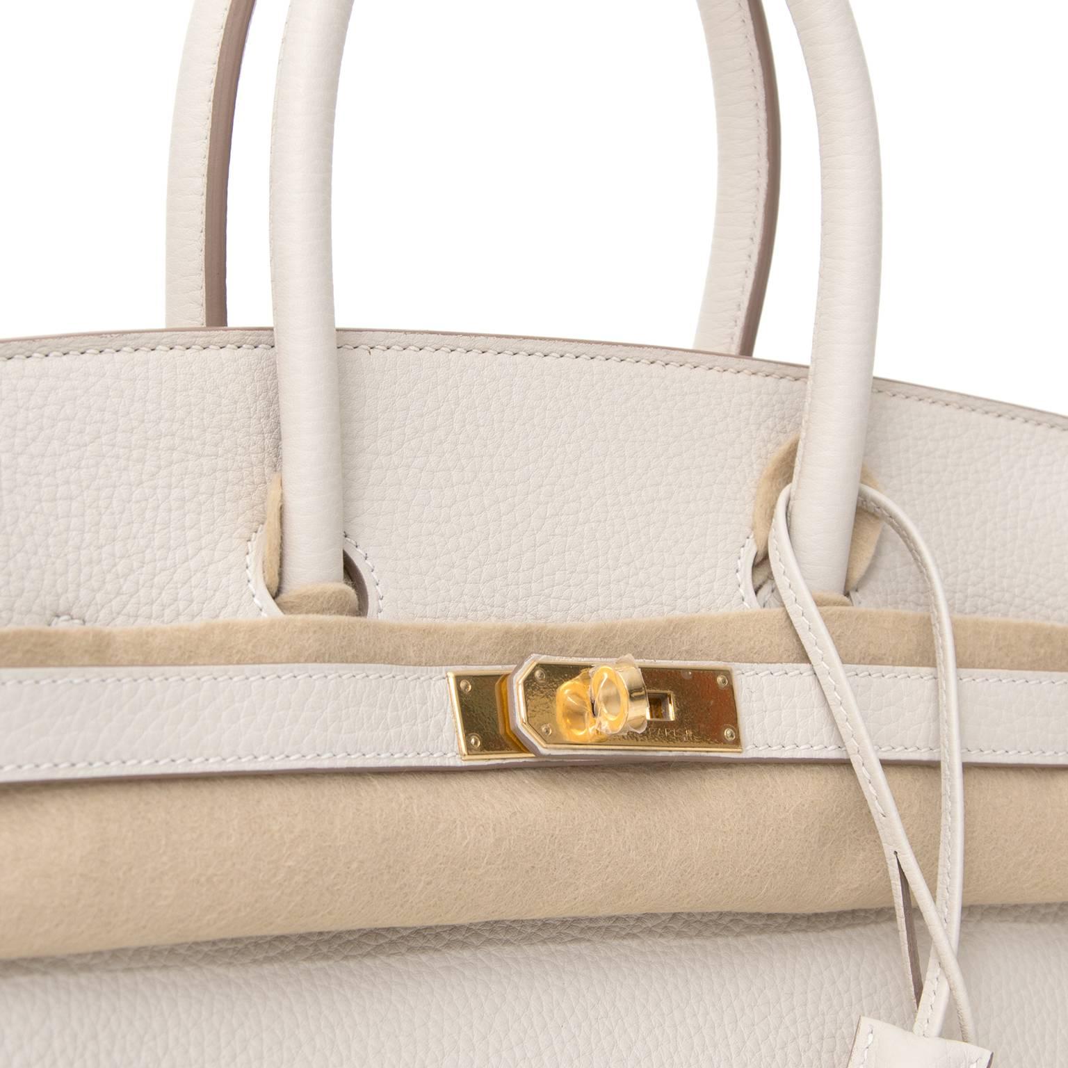 Hermes Birkin 35 Craie White Clemence Taurillon GHW  In New Condition In Antwerp, BE