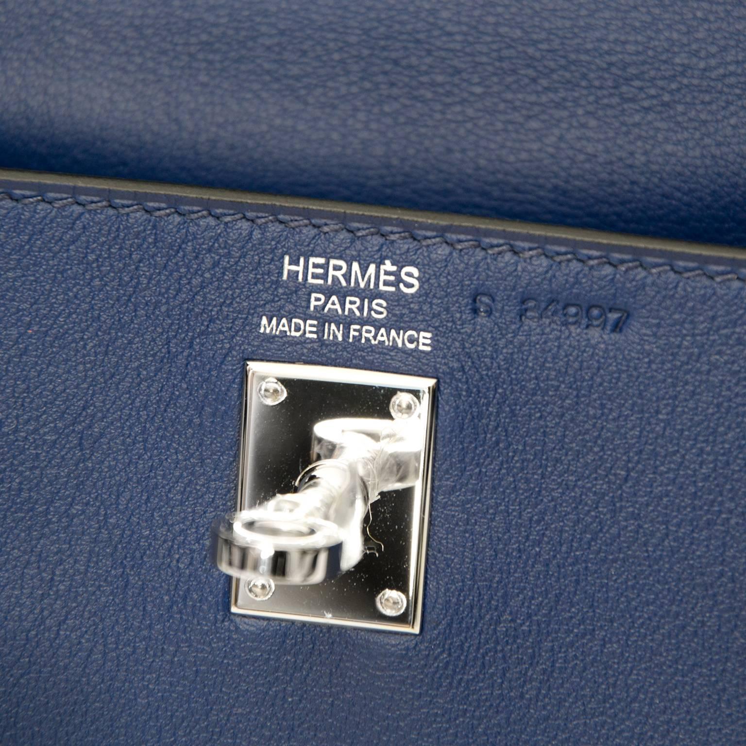 Brand New Hermes Kelly 25 Blue Saphire PHW Veau Swift 1