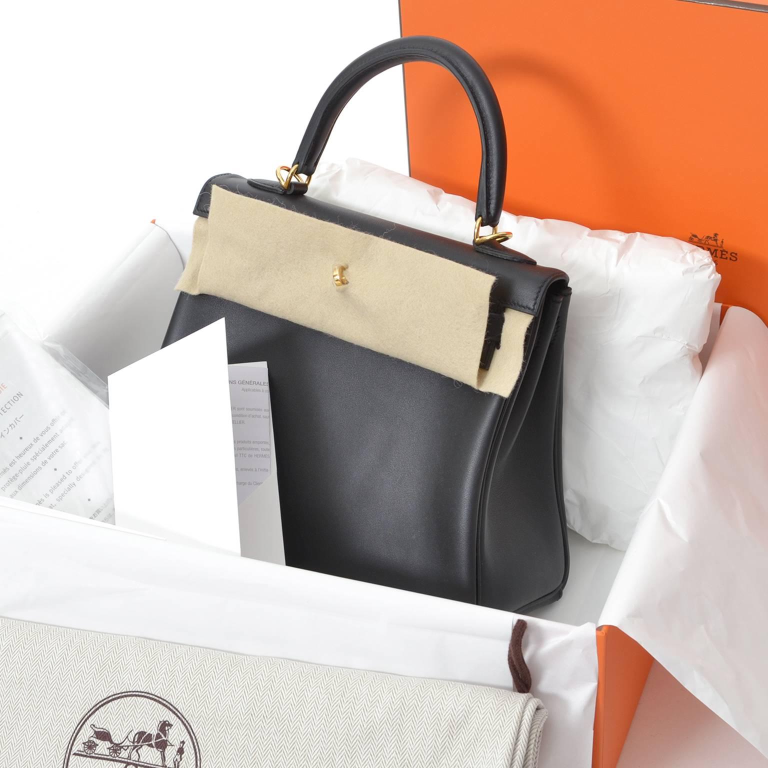 Brand New Hermes Kelly 25 Retourne Veau Swift Noir Schwarz GHW 4