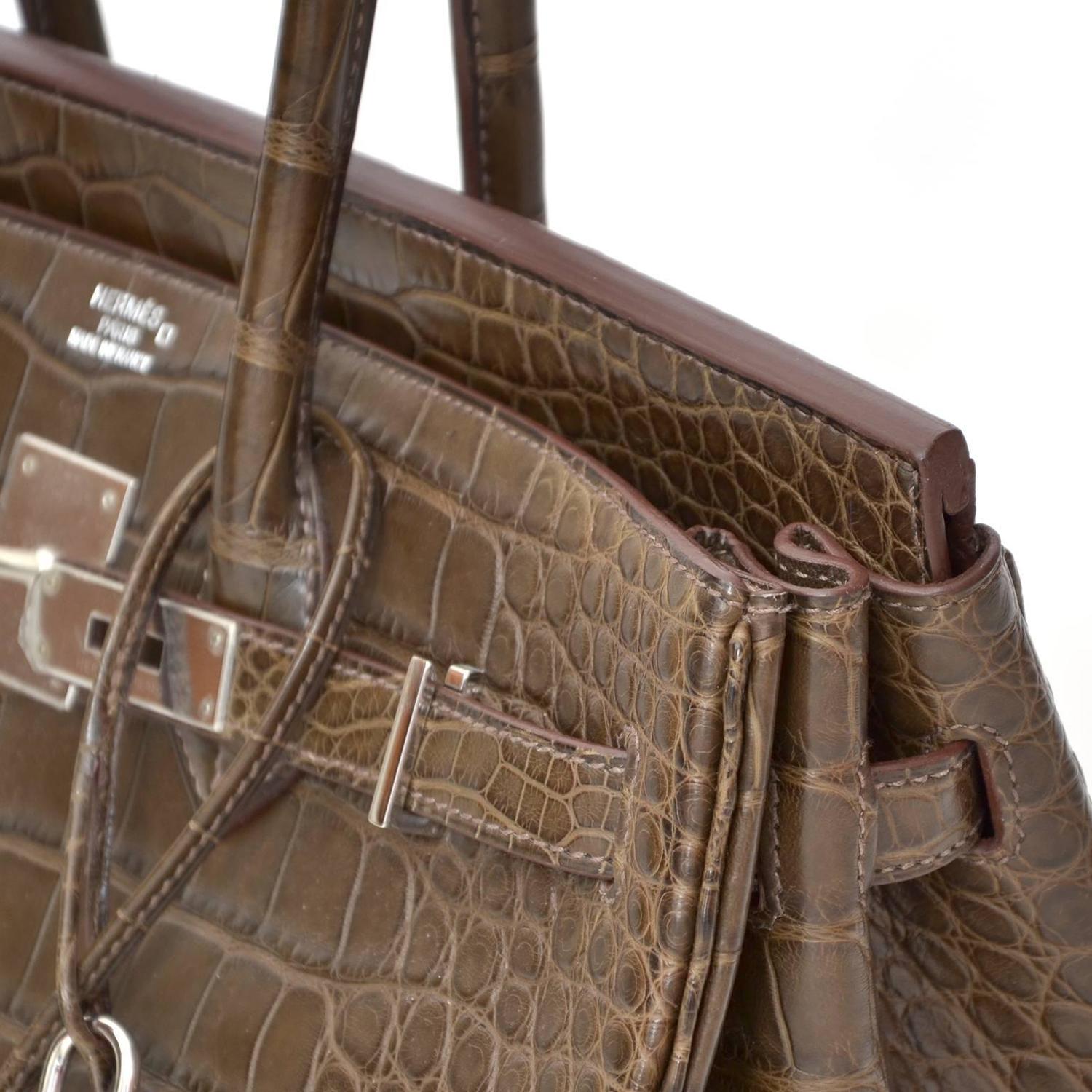 Hermes Birkin 35 Alligator Crocodile Matte Gris Elephant For Sale ...  