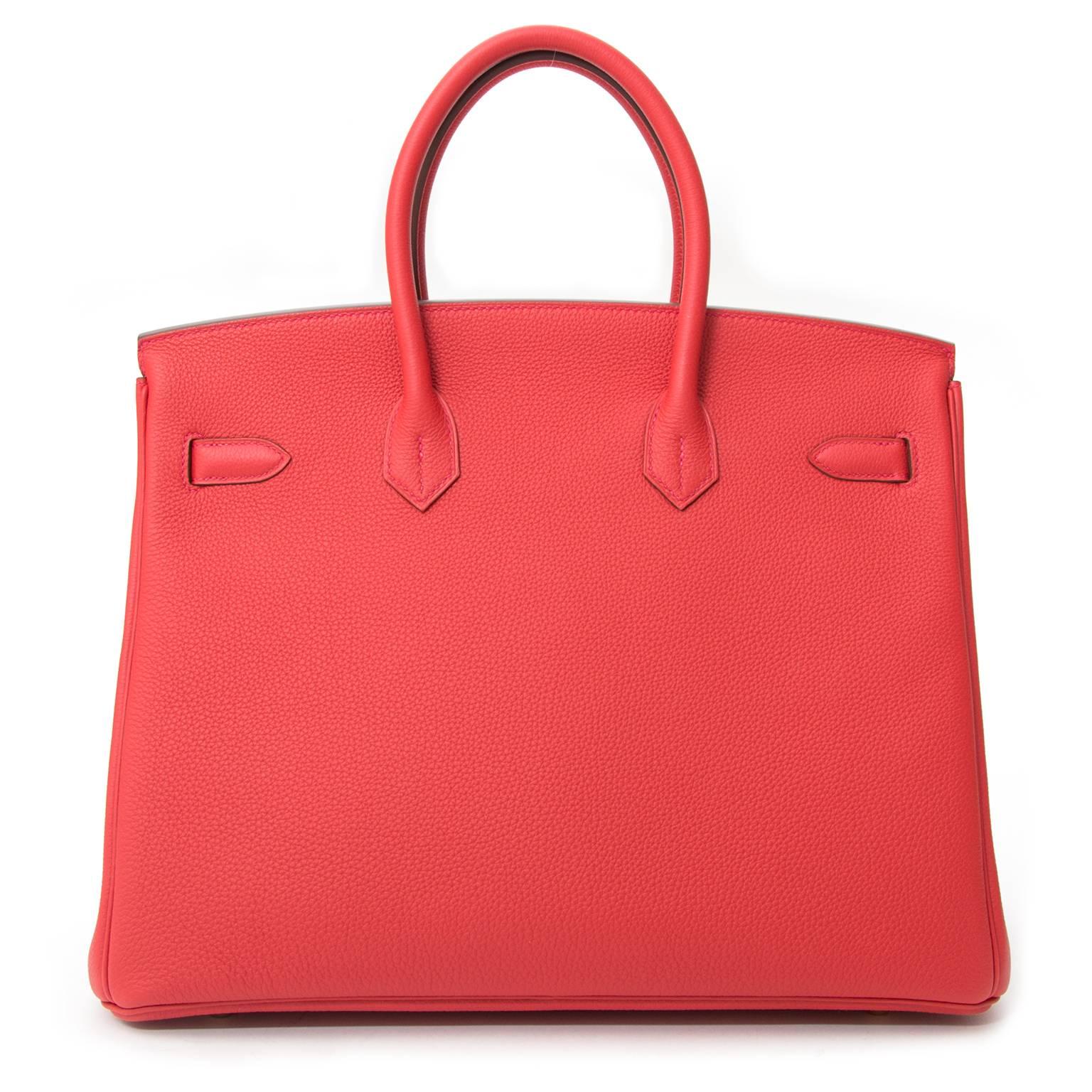 Brand New Hermes Birkin 35 Togo Geranium Red, never worn.

The Rouge Geranium leather on this Birkin has a dynamic red-orange burst . This BRAND NEW Birkin bag is the proof of the craftsmanship of the house of Hermès. It's not only the most