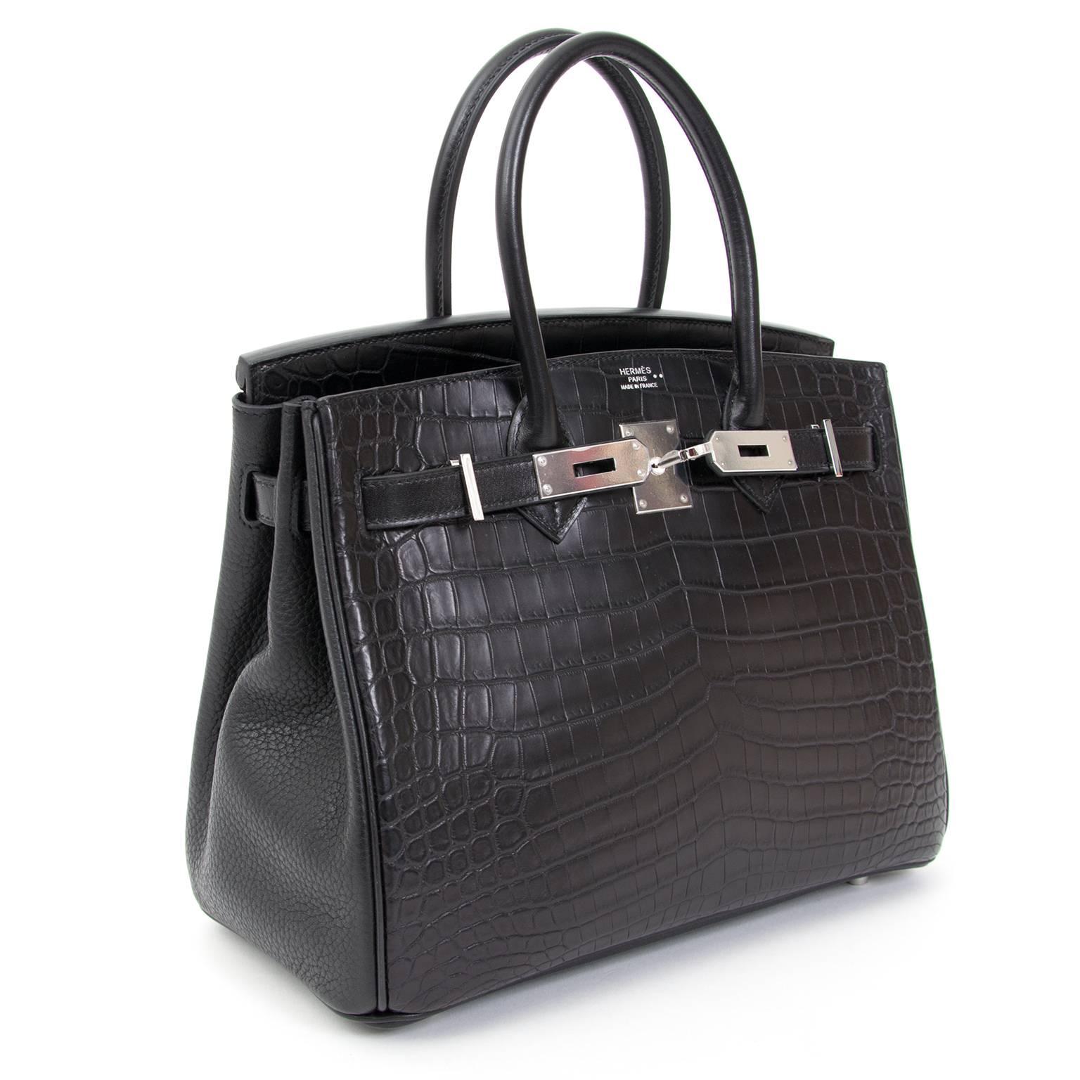 hermès noir 2021 matte niloticus crocodile birkin 30 30cm