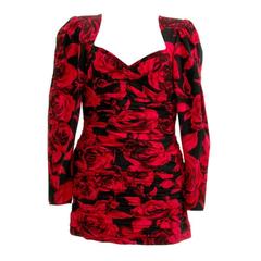 Ungaro dress black & red roses