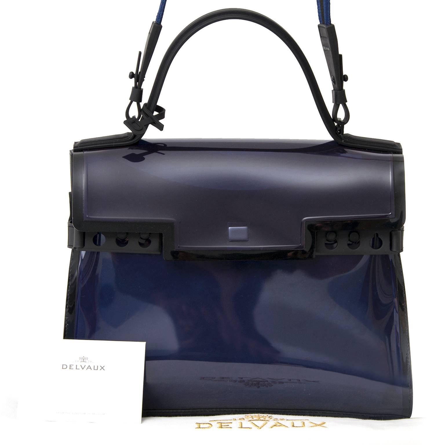 Delvaux Limited Edition Dark Night Tempête. 
 this particular bag is completely made out of high-tech composites,  PVC, nylon and TPU, which is a hybrid mix of plastics and silicone.
Suitable for those who prefer their bags to be leather-free. It