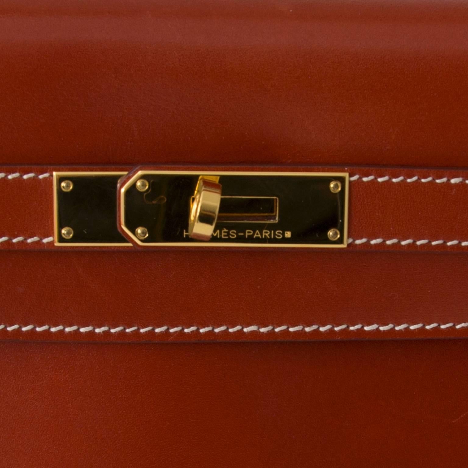 Hermès Kelly Brique Box Calf 35 GHW + STRAP at 1stDibs | hermes brique ...