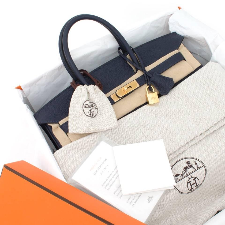 Black Brand NEW Hermes Birkin 35 Togo Blue Nuit