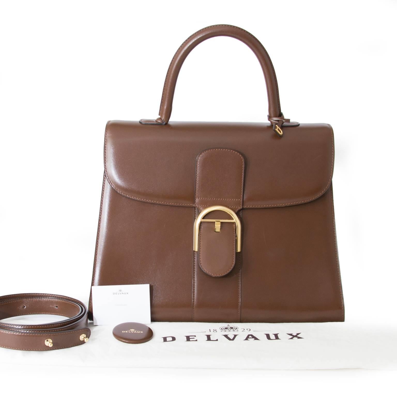 Delvaux Noisette Brillant GM in smooth box calfskin. 