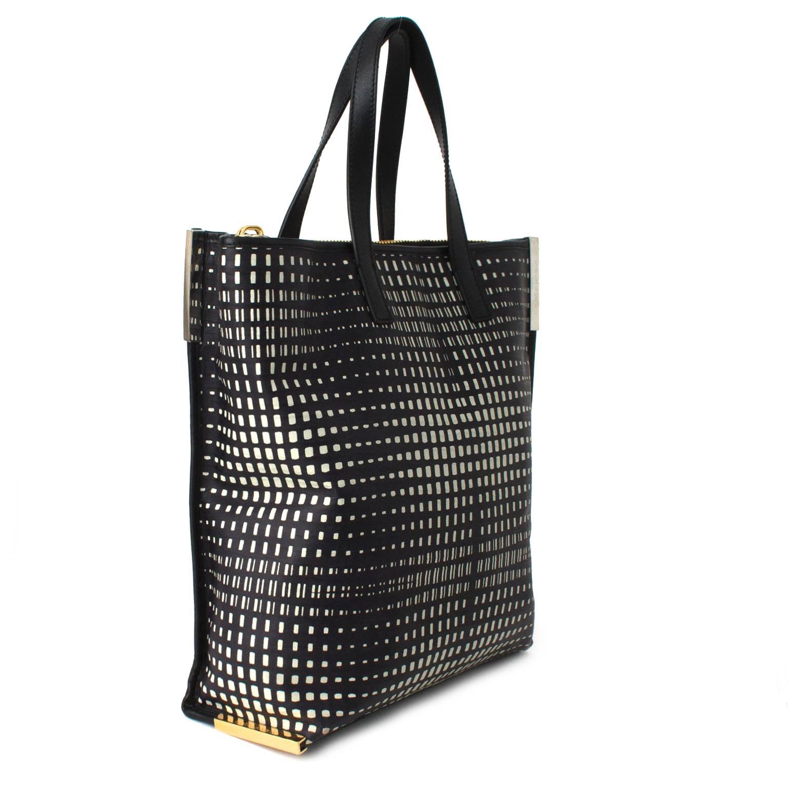 Emanuel Ungaro Black Patterned Shopper Tote In Good Condition In Antwerp, BE