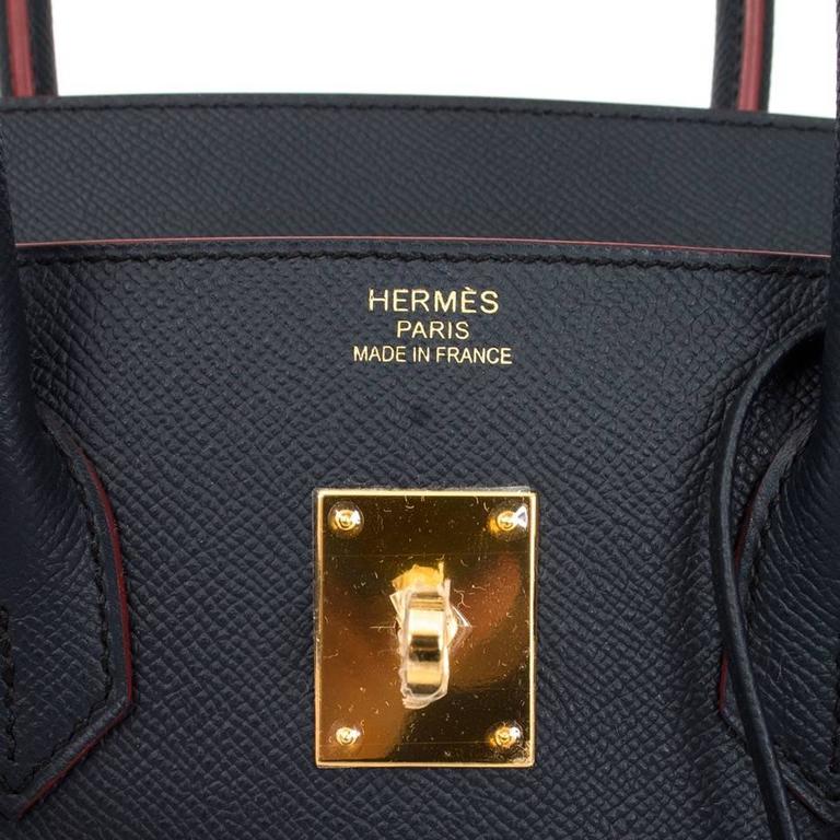 Hermes Birkin 25 Bleu Indigo Contour Epsom Gold Hardware #X