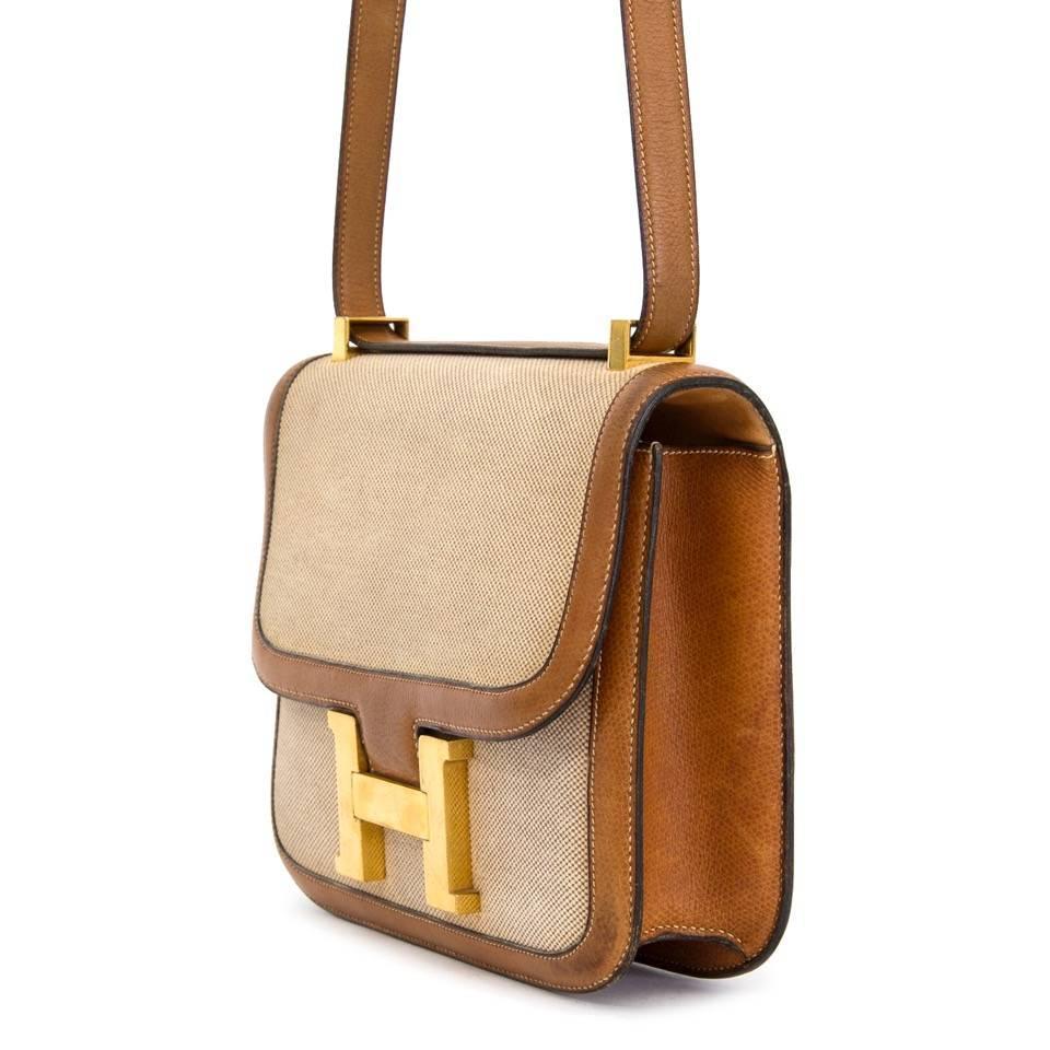 Hermes Constance Twotoned Toile ‘H’ Bag 23 cm at 1stdibs